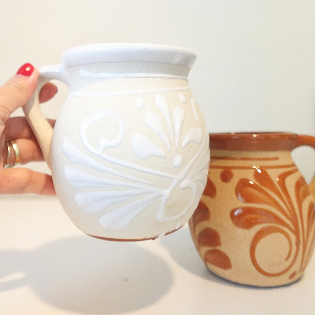 2 pack Brown and white coffee mugs couple set