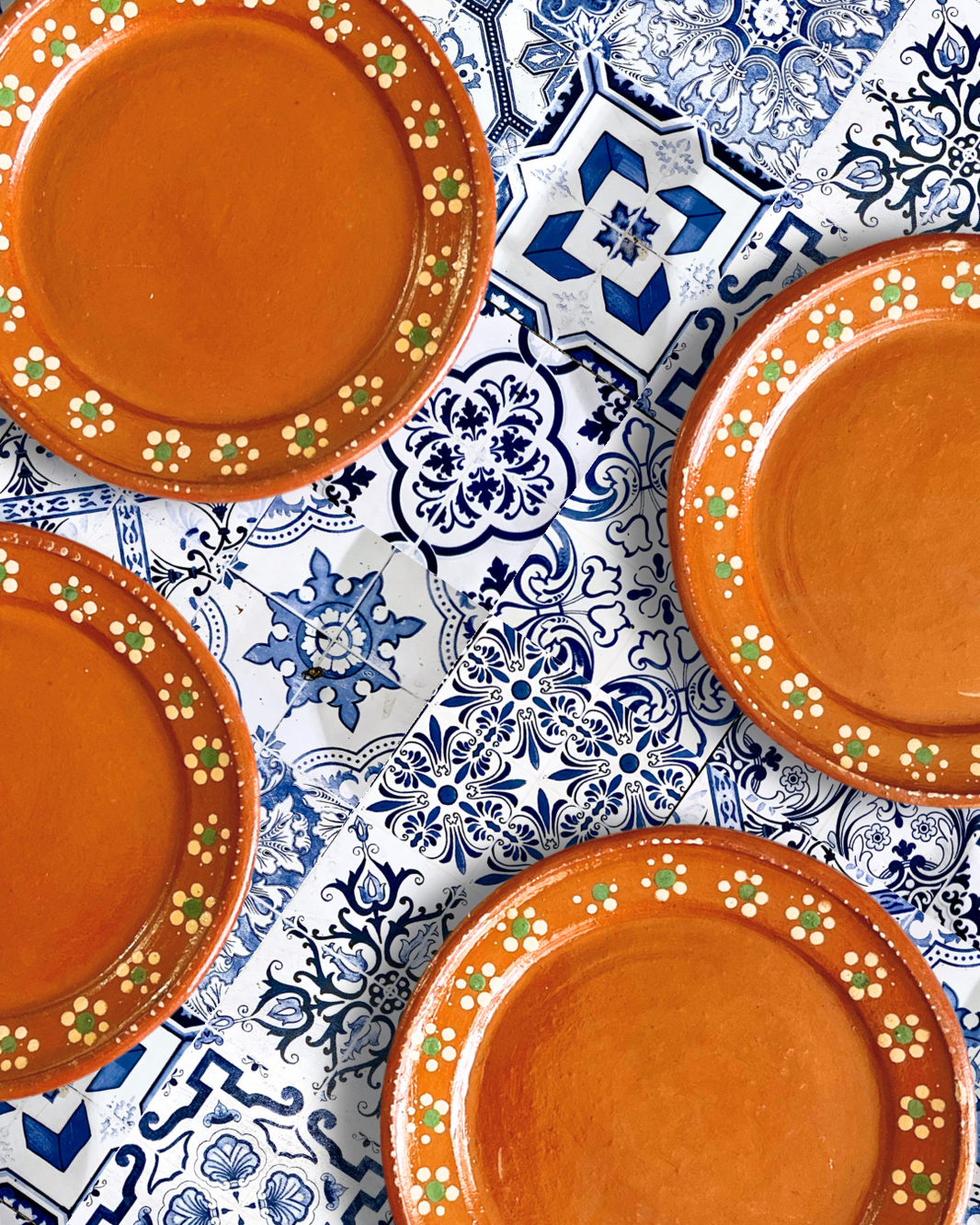 Mexican Plates Clay 10 Inches round 2 Plates Set Traditional Design Entree Plates Mexico Plate