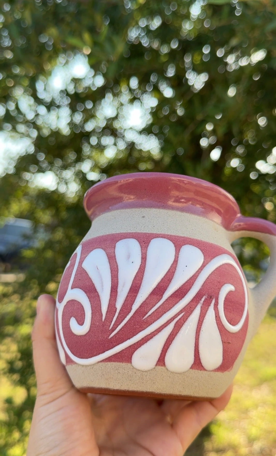 Mexican coffee mug pink, red, salmon, purple