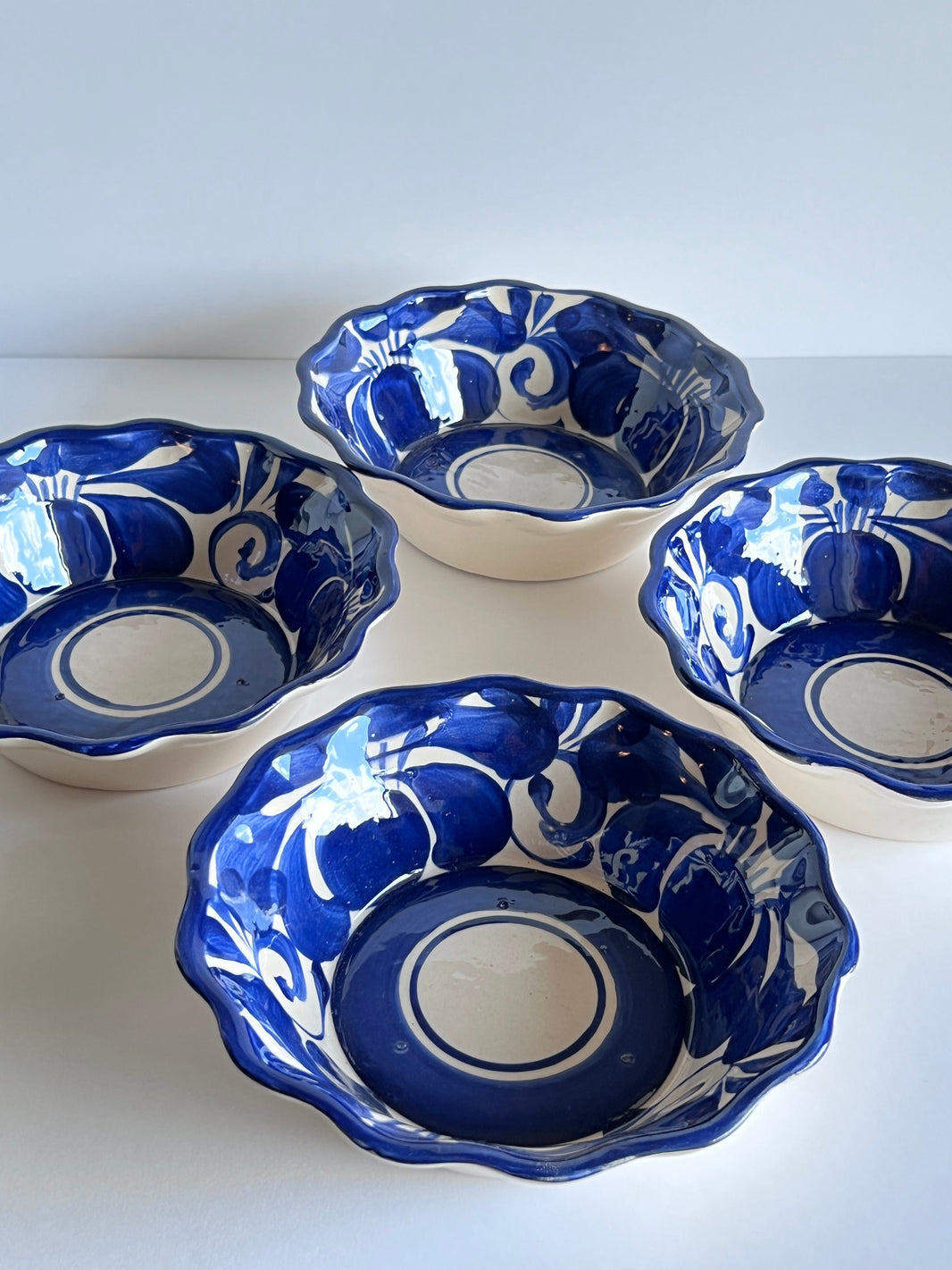 Blue and White Soup Bowls SET OF 2 wavy rim