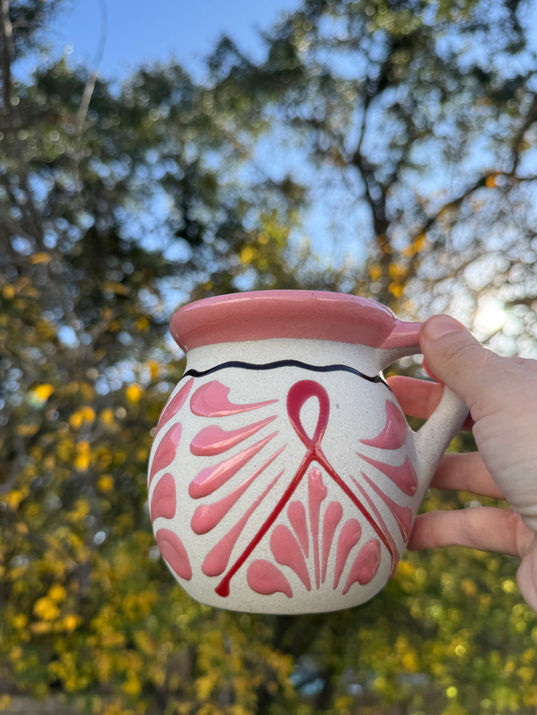 pink mexican handmade coffee mug