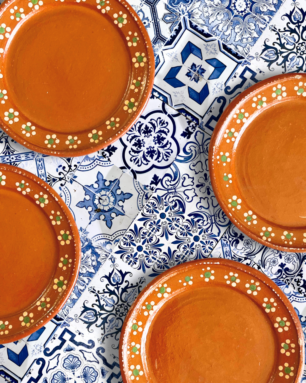 Mexican Plates Clay 10 Inches round  6,4,2 Plates Set Traditional Design Entree Plates Mexico Plate