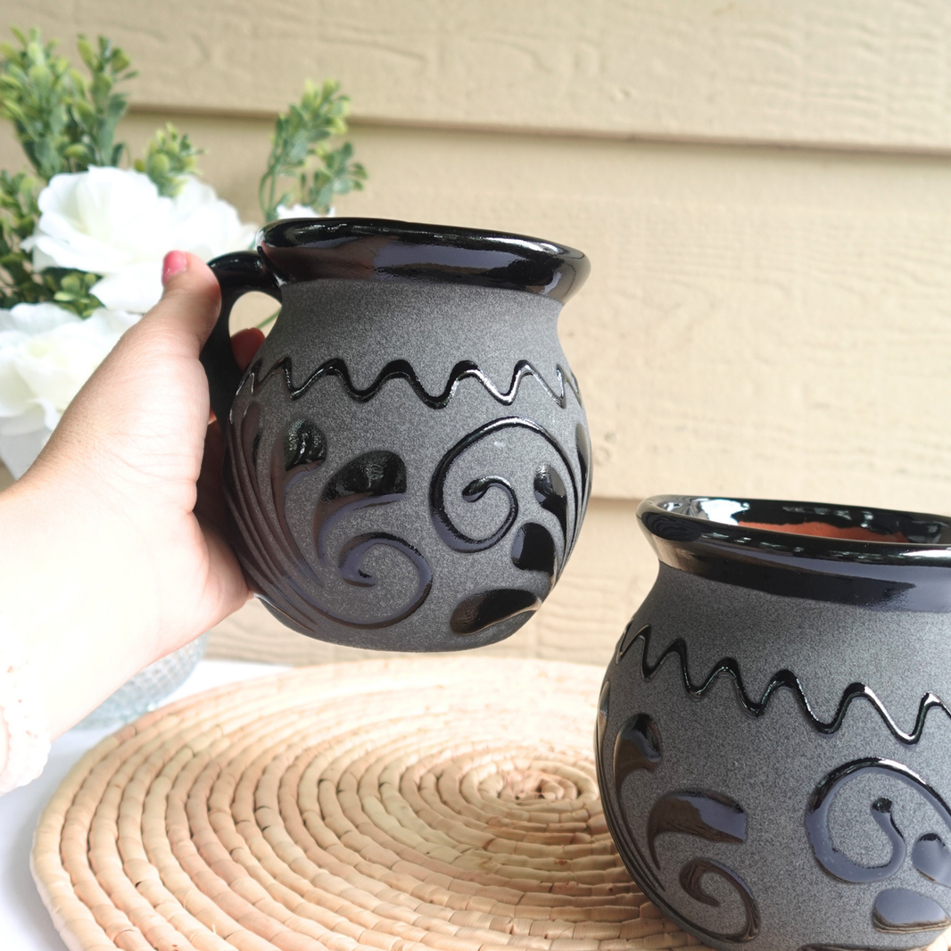 Handmade Mexican Black Clay Mug