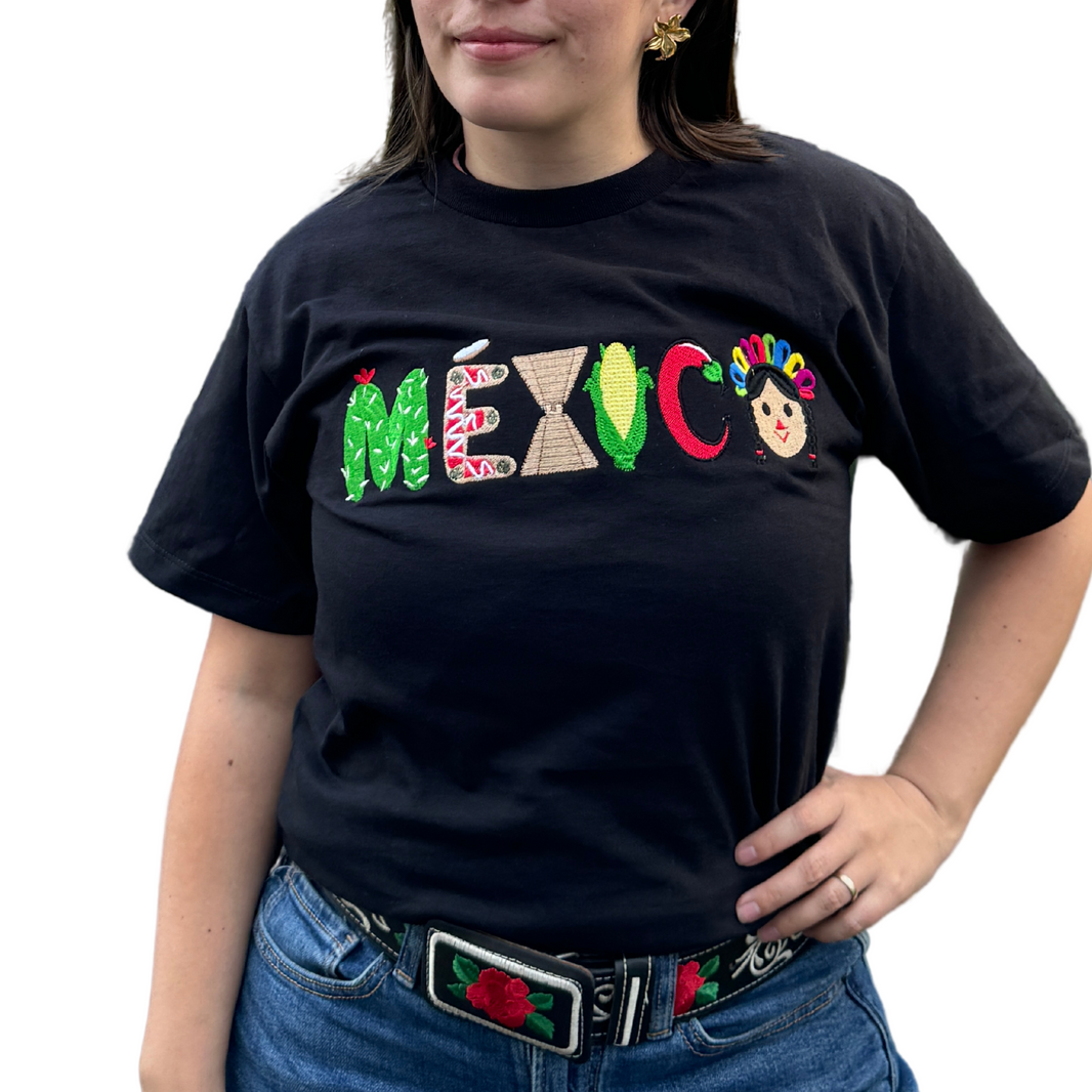 Mexico Embroidered T-SHIRT + FREE Tote Bag