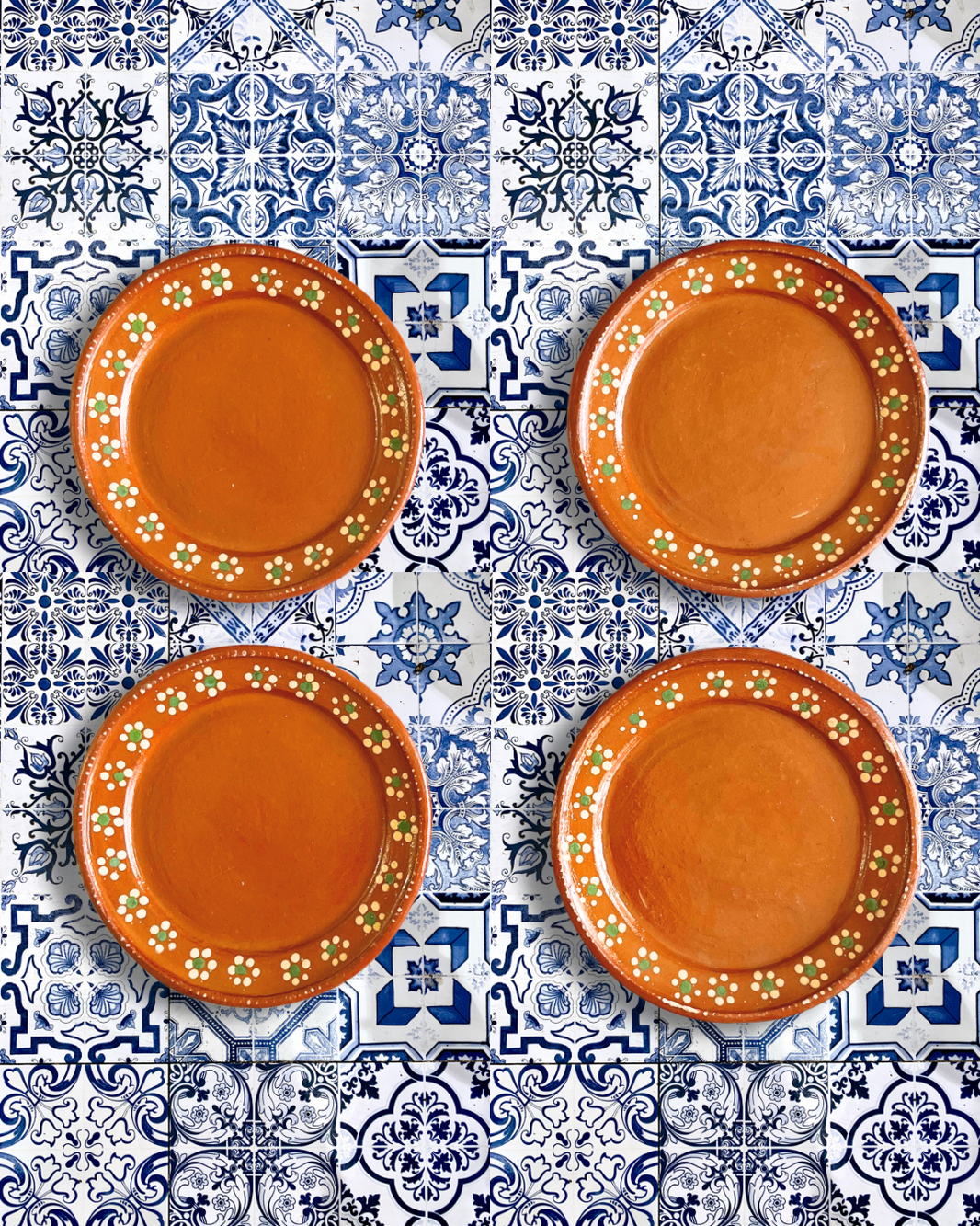 Mexican Plates Clay 10 Inches round  6,4,2 Plates Set Traditional Design Entree Plates Mexico Plate