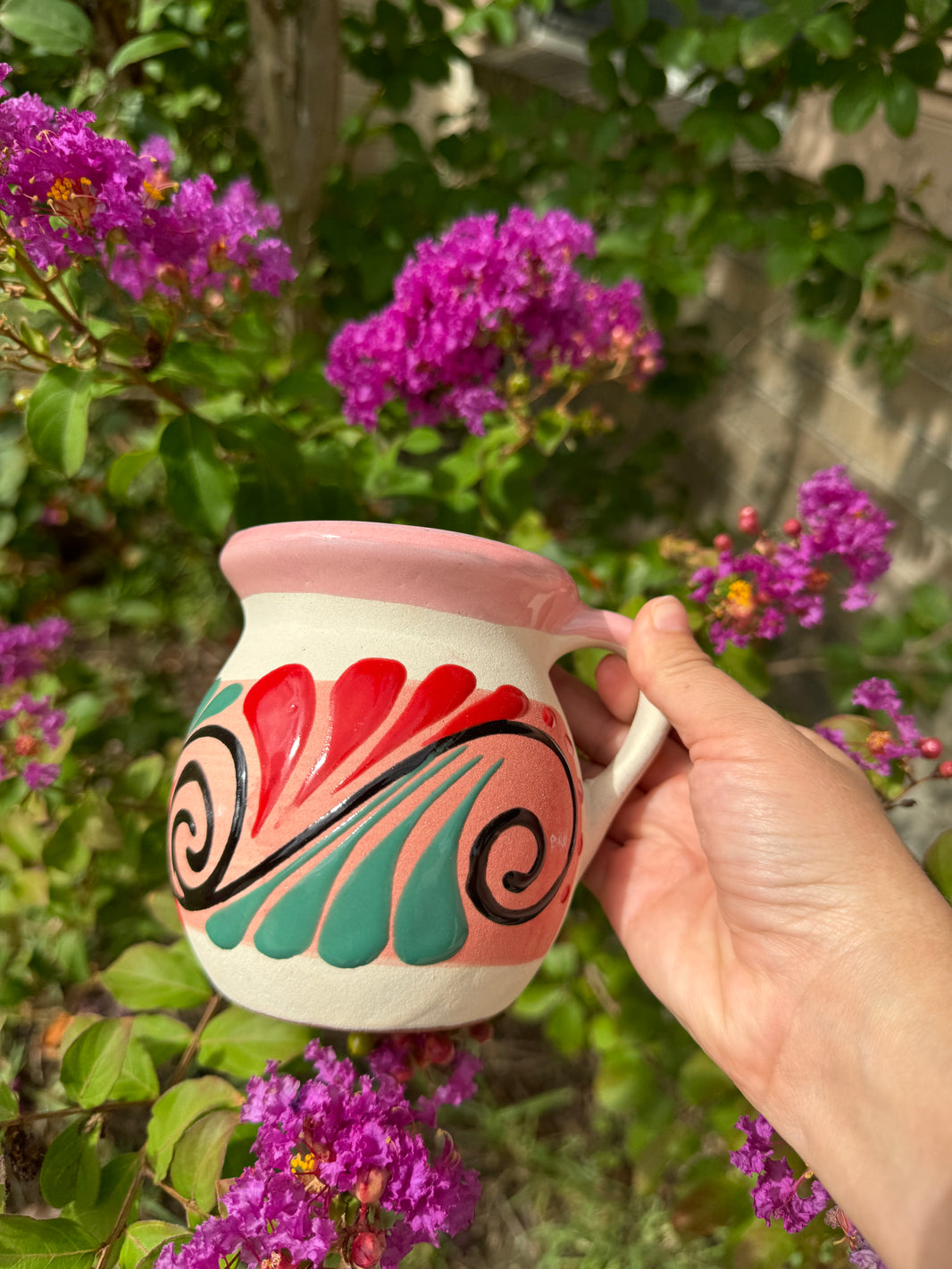 Pink mexican handmade with red and green details