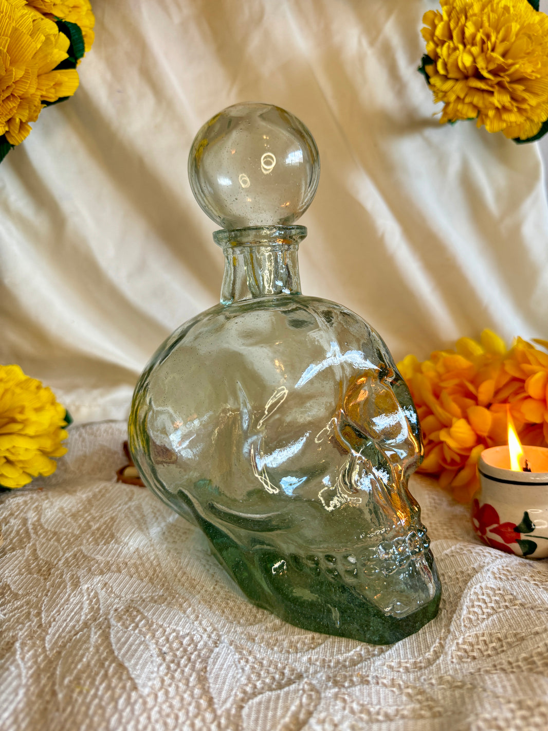 Glass Decanter handblown Glass skull