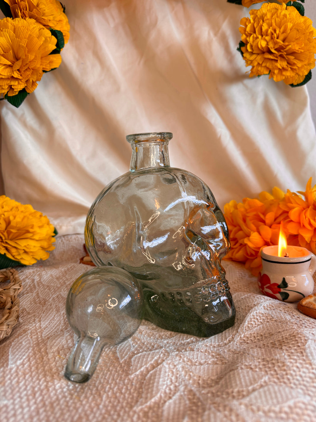 Glass Decanter handblown Glass skull