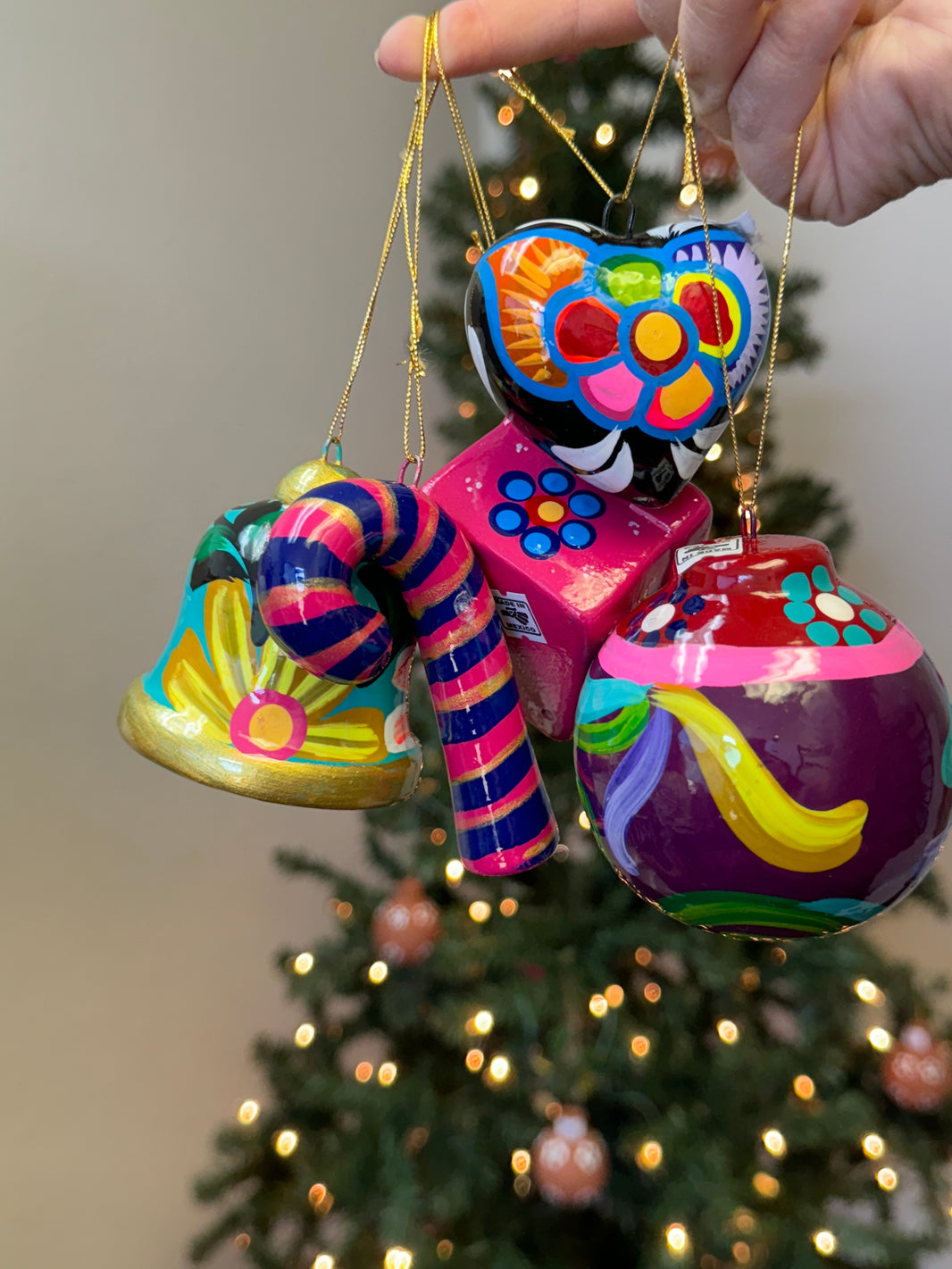 Mexican Ornaments 5 set colorful clay