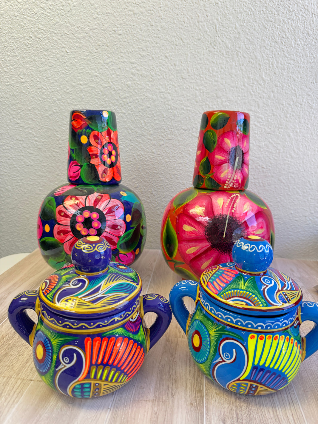 Mexican cantaro Water Jug + sugar bowl