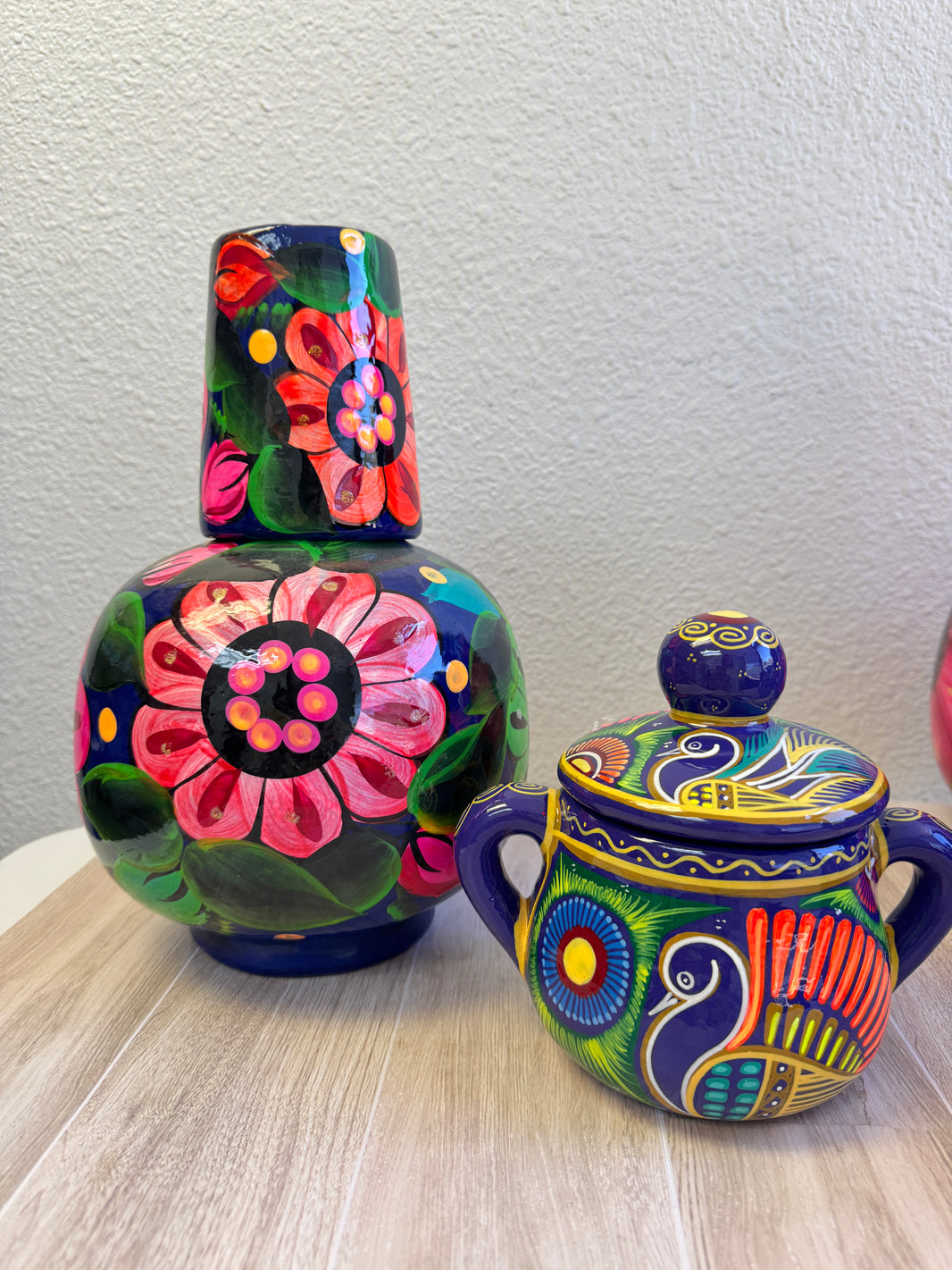 Mexican cantaro Water Jug + sugar bowl