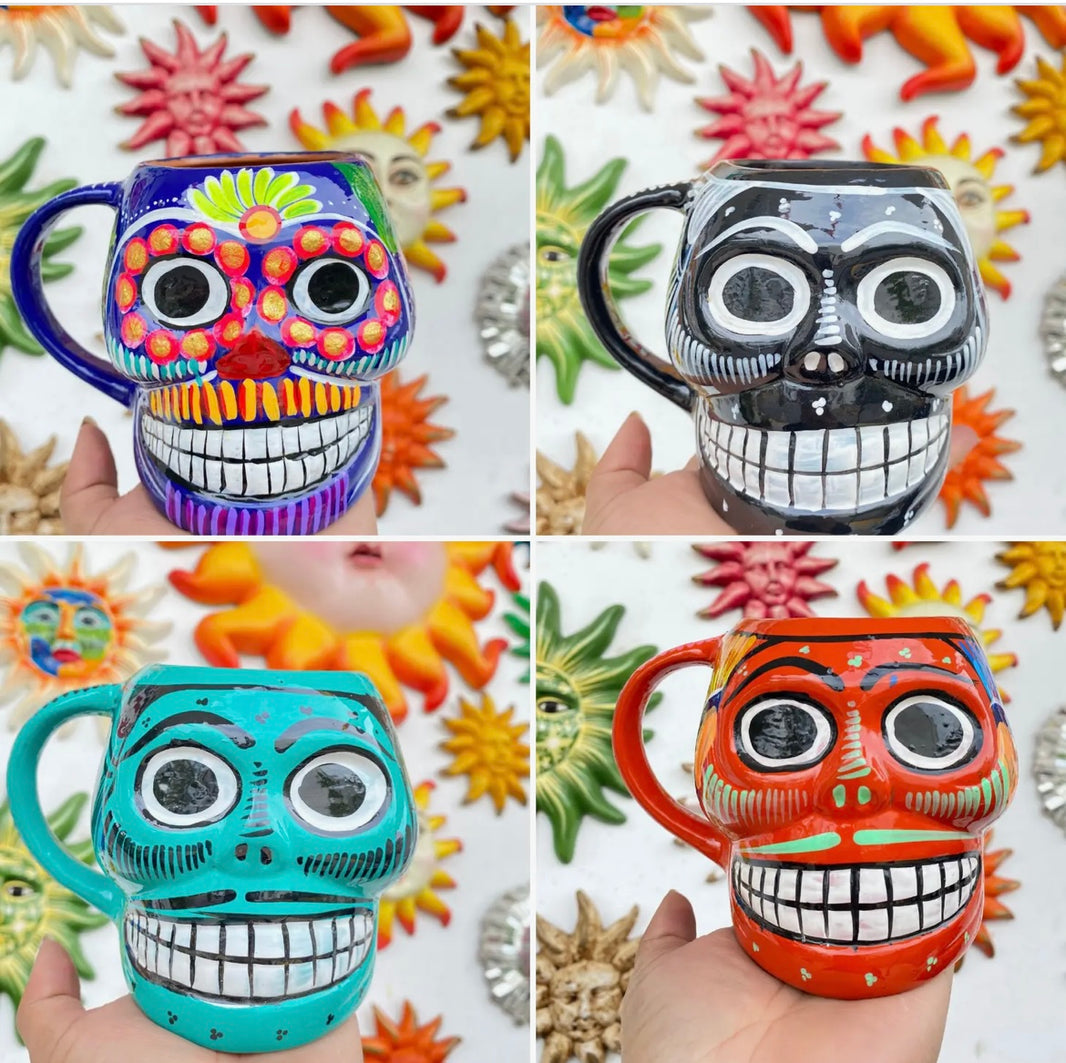 Skull mugs taza calavera made mexico 5in 15 oz