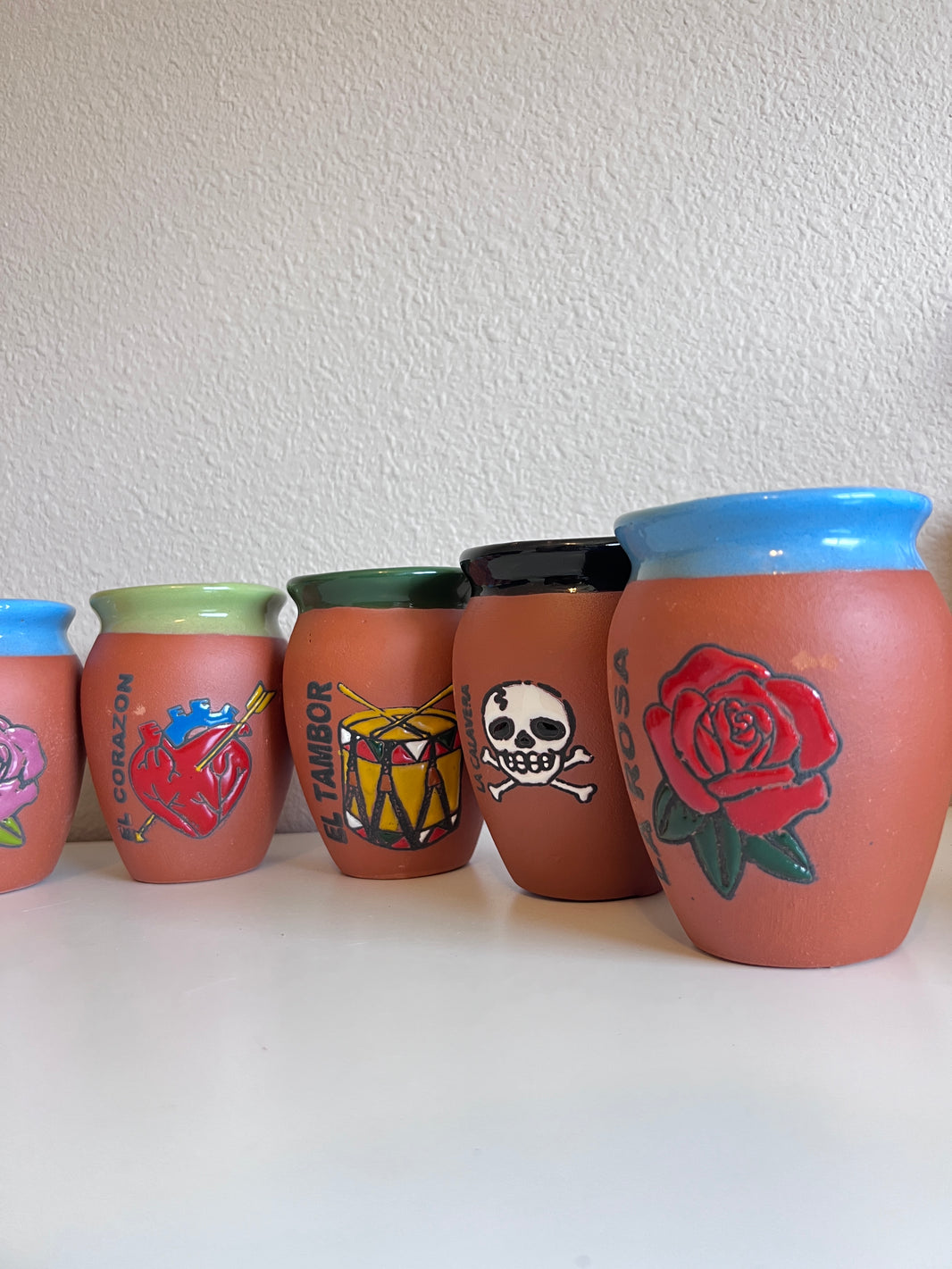 Cantarito de Barro Loteria Natural Mexican Clay Cup16oz (480ml) Loteria