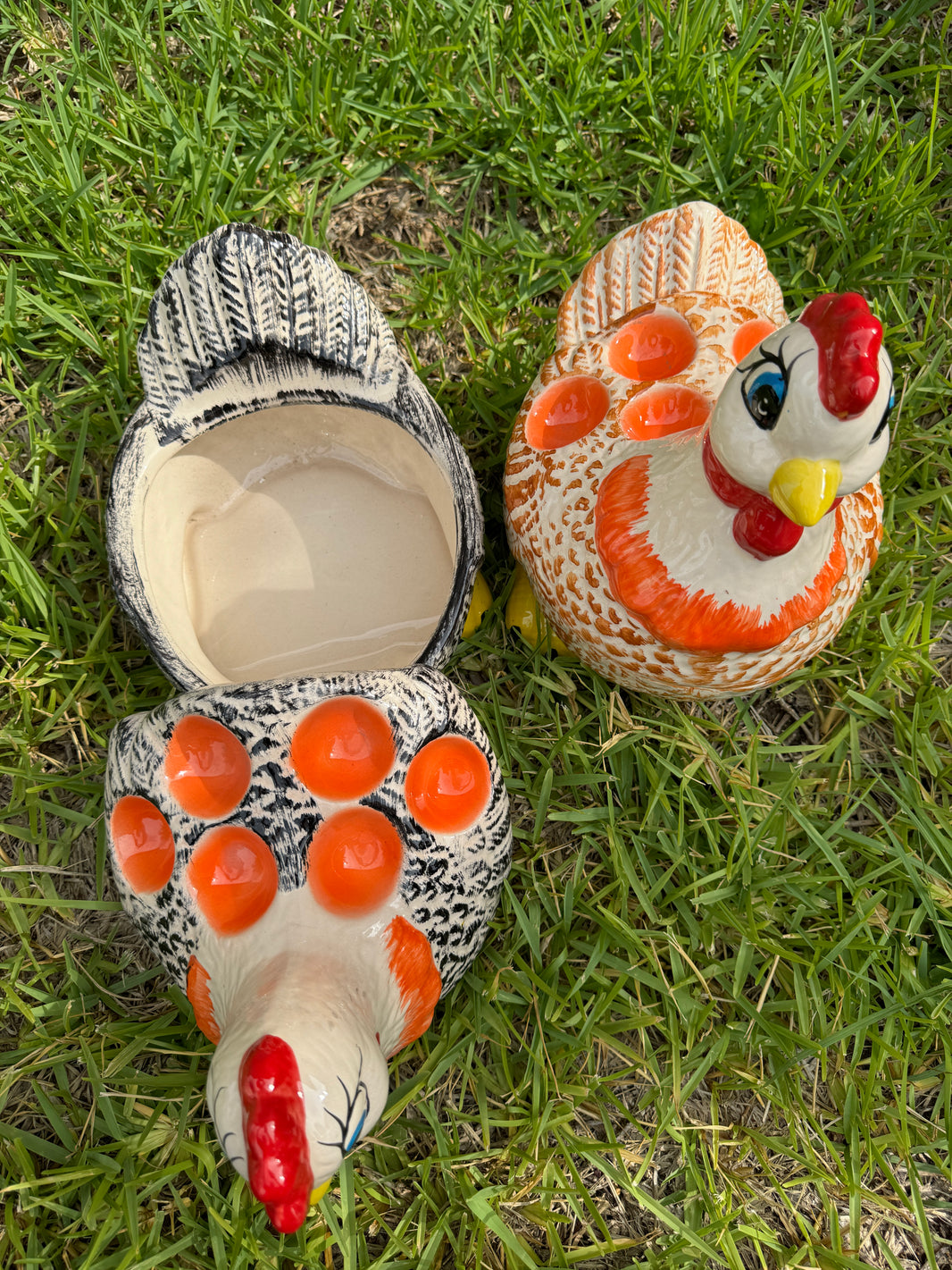 Pottery Egg Plate with Hen-Shaped Cover or Lid  Handpainted handmade in mexico gallina huevos