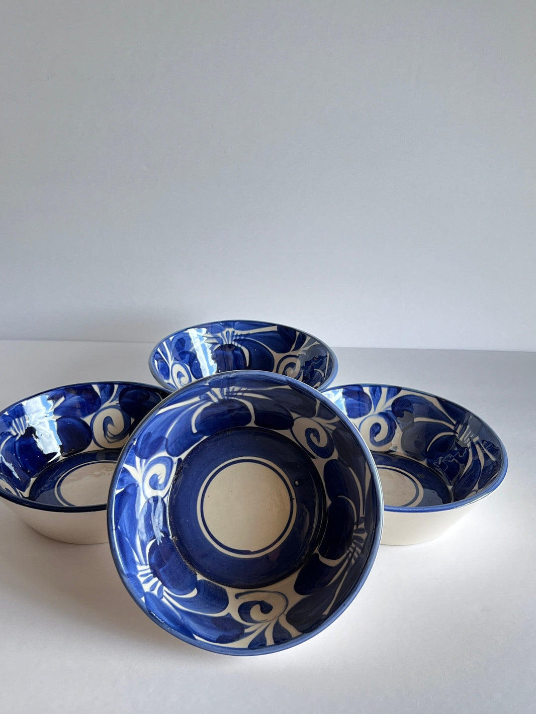 Blue and White Soup Bowls SET OF 2 straight rim