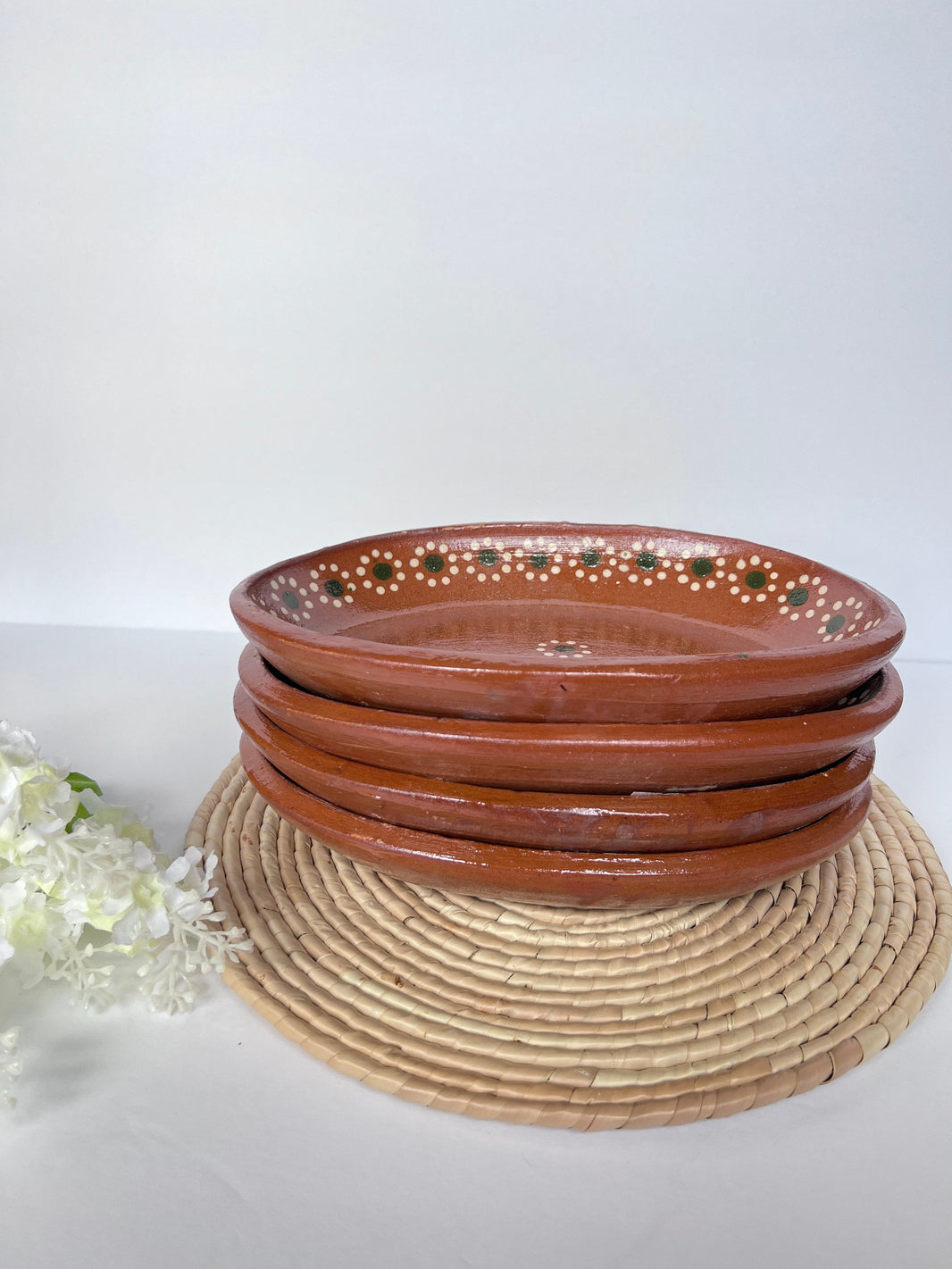 Mexican Plates Clay 10 Inches Oval 6,4,2 Plates Set Traditional Design Entree Plates Mexico Plate