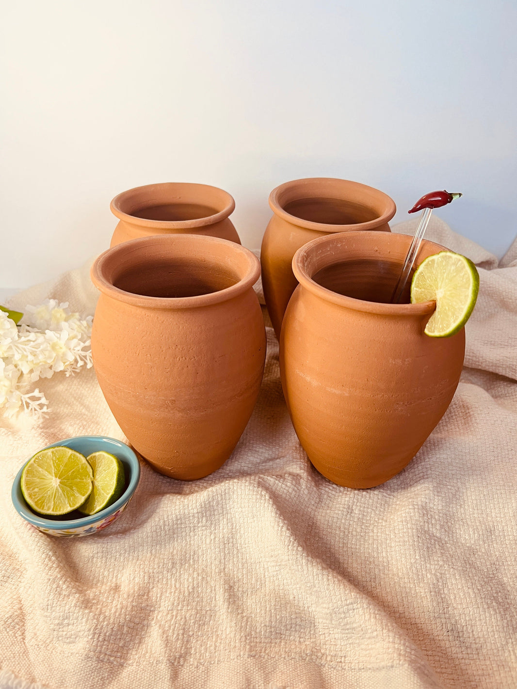 Cantarito de Barro Natural Mexican Clay Cup 33oz (999ml)