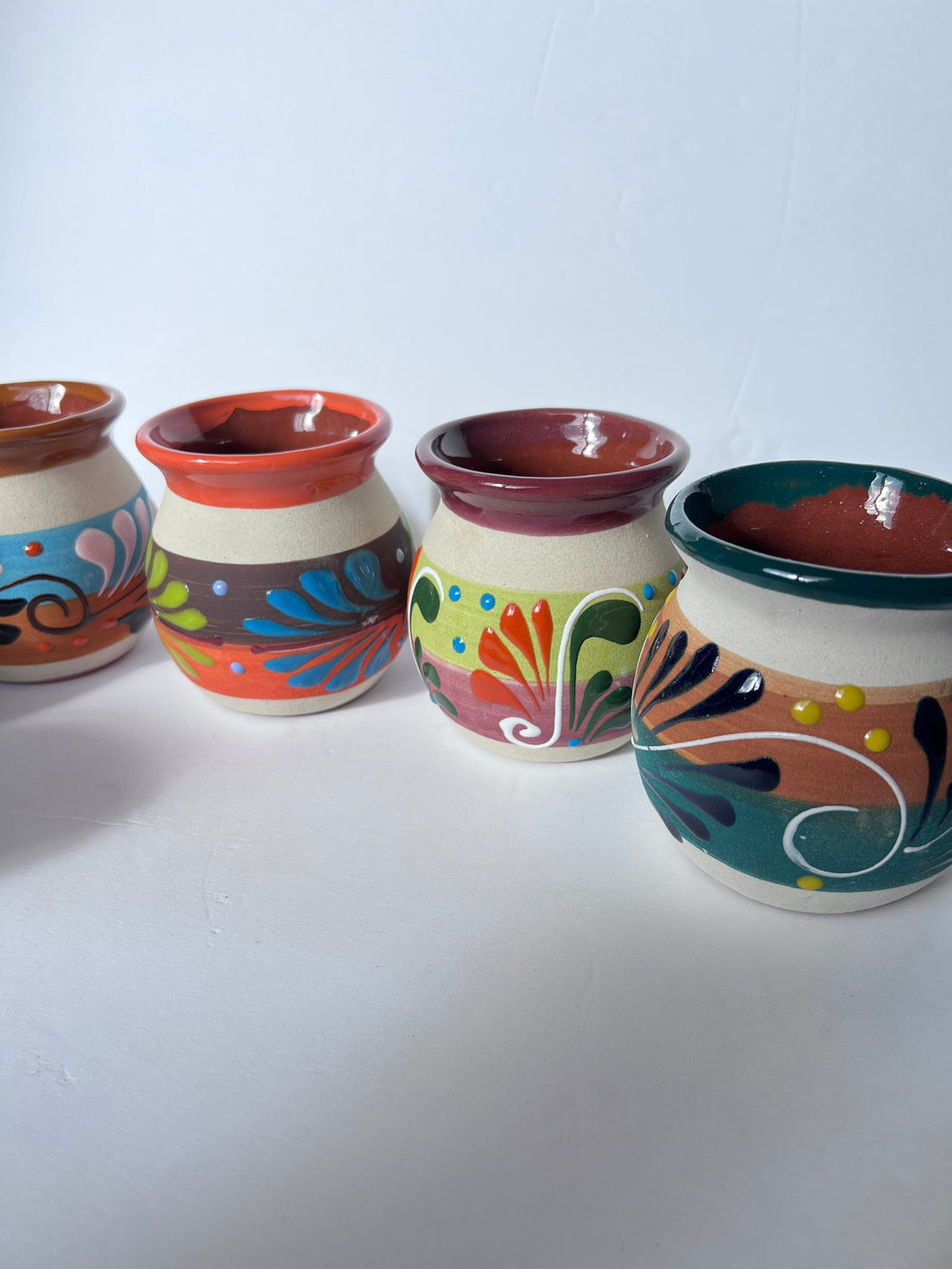 Mug Mexican coffe mug hand painted CLAY, tea mug, taza para te, Multicolor